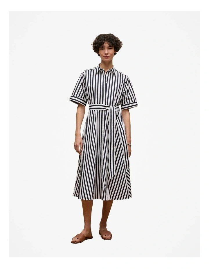 Cotton Poplin Stripe Shirt Dress in Night Sky image 3