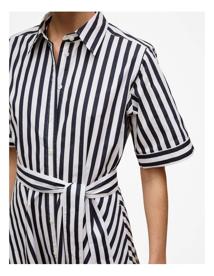 Cotton Poplin Stripe Shirt Dress in Night Sky image 4