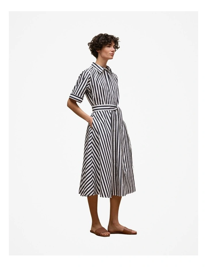 Cotton Poplin Stripe Shirt Dress in Night Sky image 5