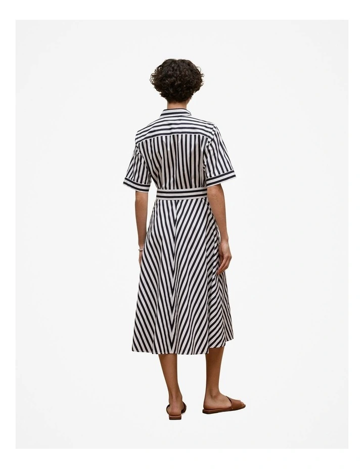 Cotton Poplin Stripe Shirt Dress in Night Sky image 6
