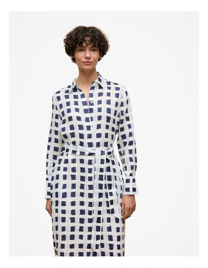 Tide Linen Long Sleeve Shirt Dress in Night Sky image 1