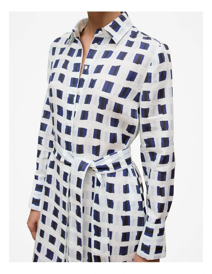 Tide Linen Long Sleeve Shirt Dress in Night Sky image 3