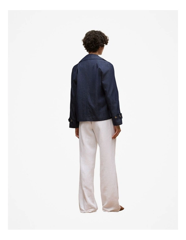 Denim Cropped Trench in Indigo Rinse image 5