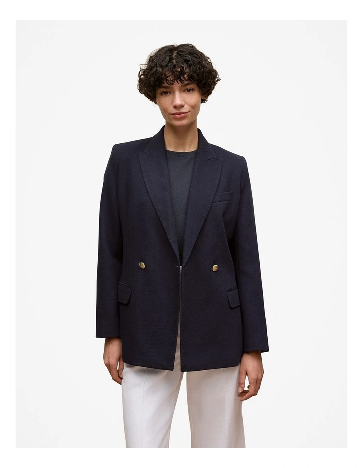 Pique Blend Double Breasted Blazer in Night Sky image 2