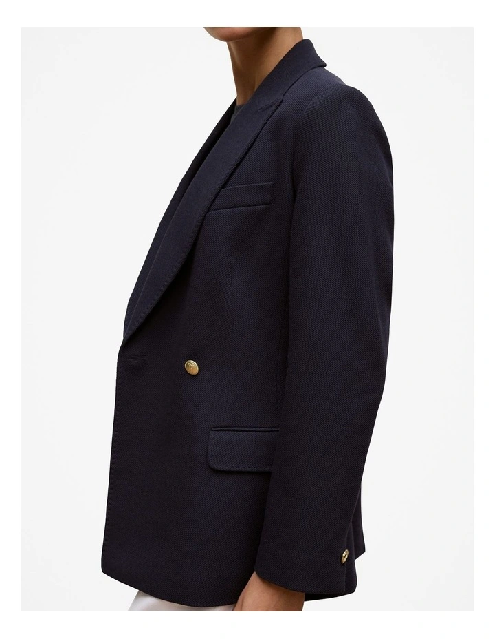 Pique Blend Double Breasted Blazer in Night Sky image 4