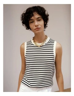 Cotton Silk Knit Tank in Night Sky