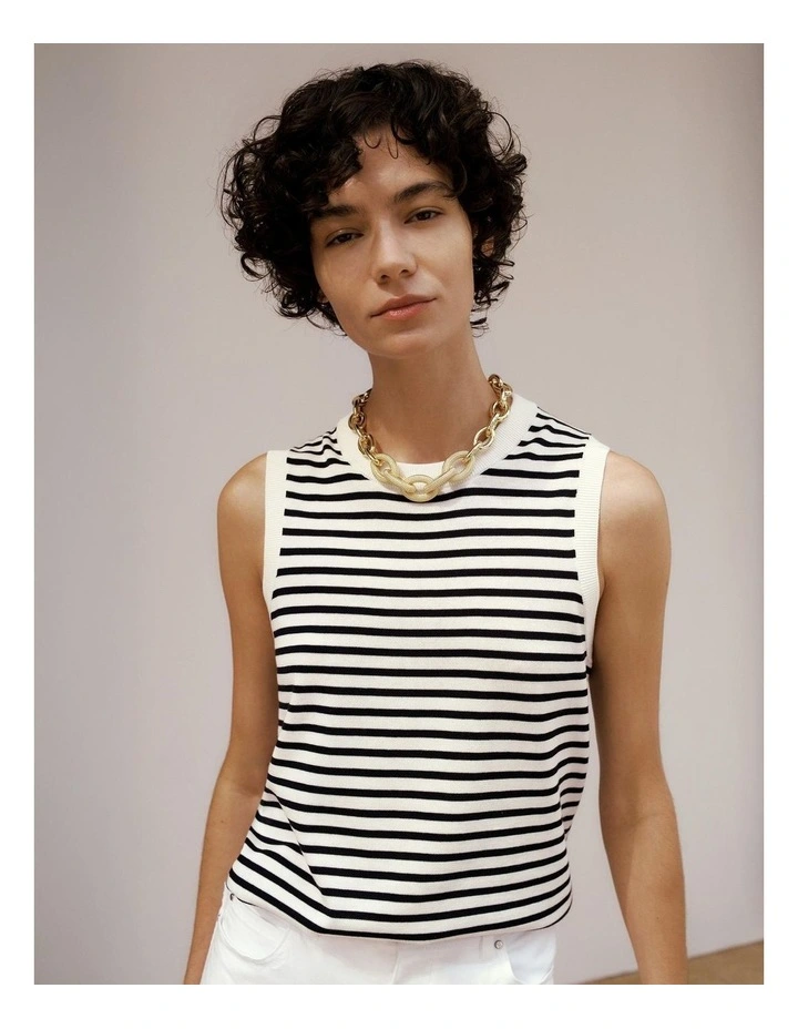 Cotton Silk Knit Tank in Night Sky image 1