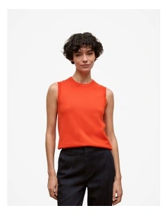 Cotton Silk Knit Tank in Fiesta Red