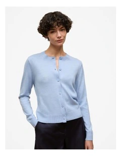 Merino Classic Crew Cardigan in Sky