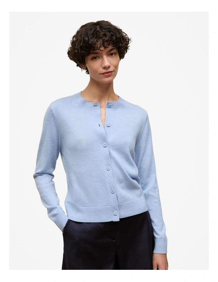 Merino Classic Crew Cardigan in Sky image 1