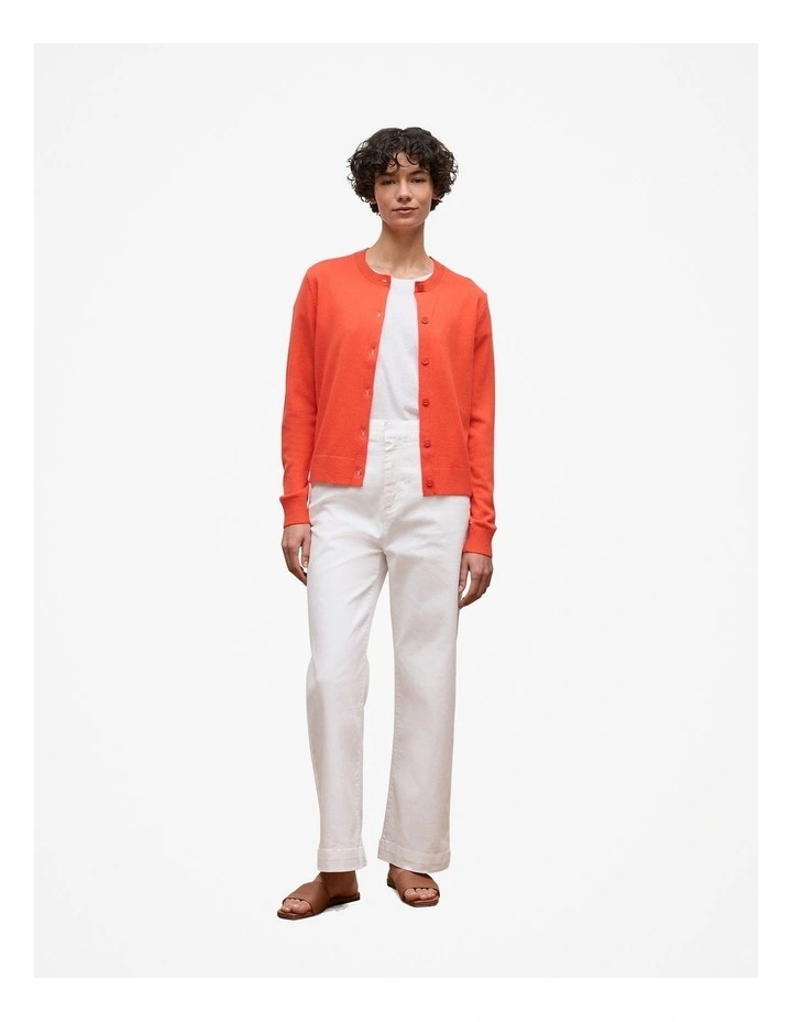 Merino Classic Crew Cardigan in Fiesta Red image 2