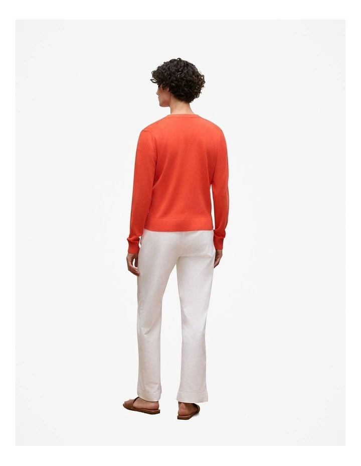 Merino Classic Crew Cardigan in Fiesta Red image 4