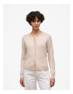 Merino Classic Crew Cardigan in Oat Marle