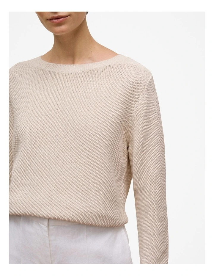 Cotton Linen Boatneck Knit in Stone image 3