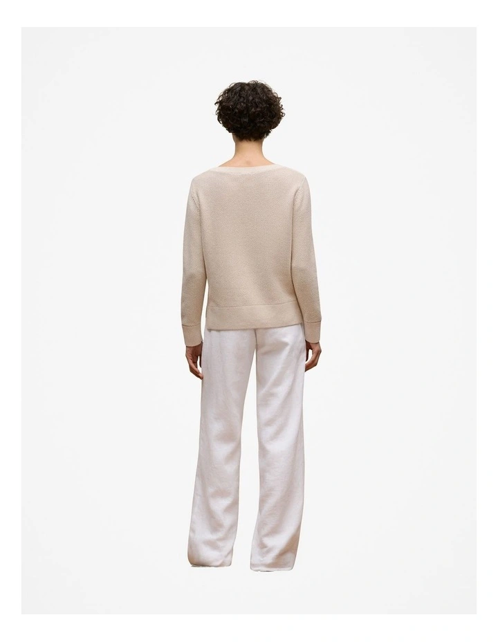 Cotton Linen Boatneck Knit in Stone image 4