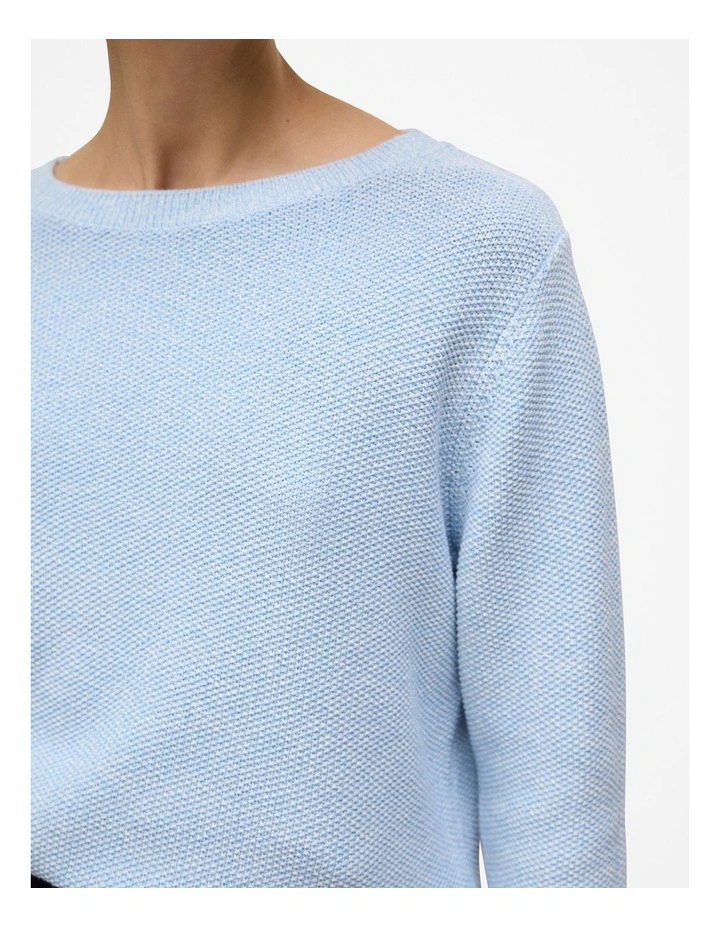 Cotton Linen Boatneck Knit Jumper in Sky image 3