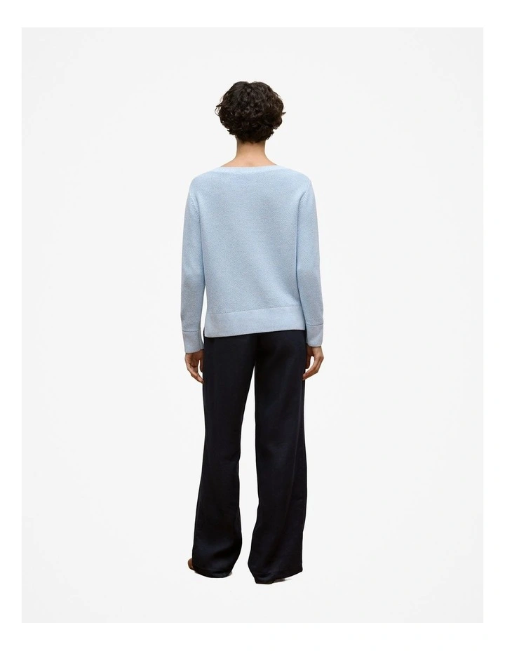 Cotton Linen Boatneck Knit Jumper in Sky image 4