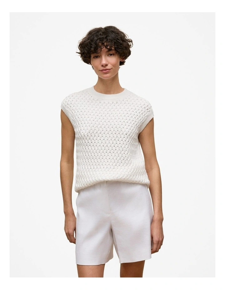 Cotton Knit Sleeveless Tunic in White image 2
