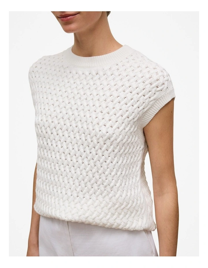 Cotton Knit Sleeveless Tunic in White image 4