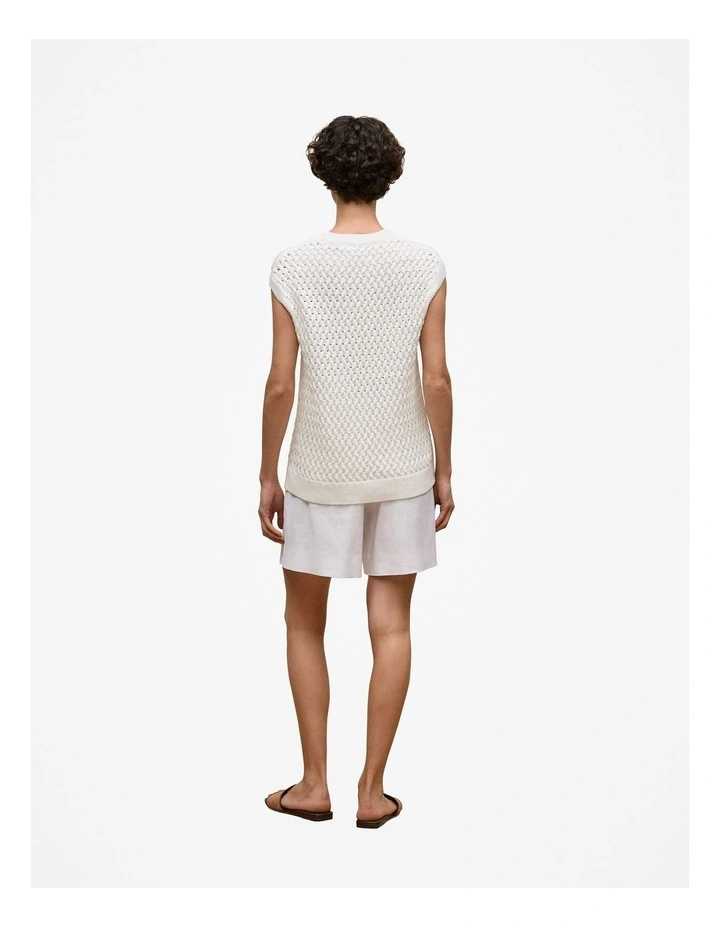 Cotton Knit Sleeveless Tunic in White image 5