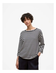 Cotton Silk Crew Knit Jumper in Night Sky