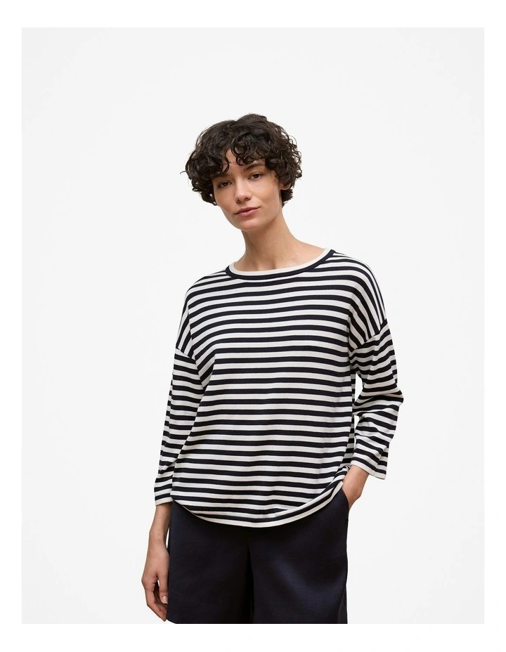 Cotton Silk Crew Knit Jumper in Night Sky image 1