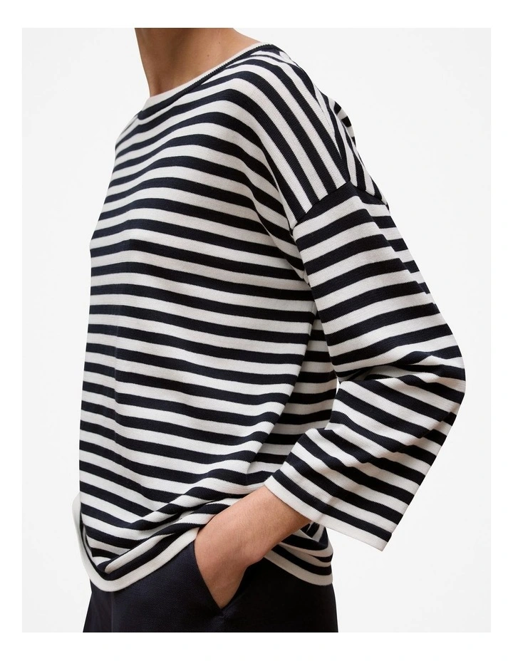 Cotton Silk Crew Knit Jumper in Night Sky image 3