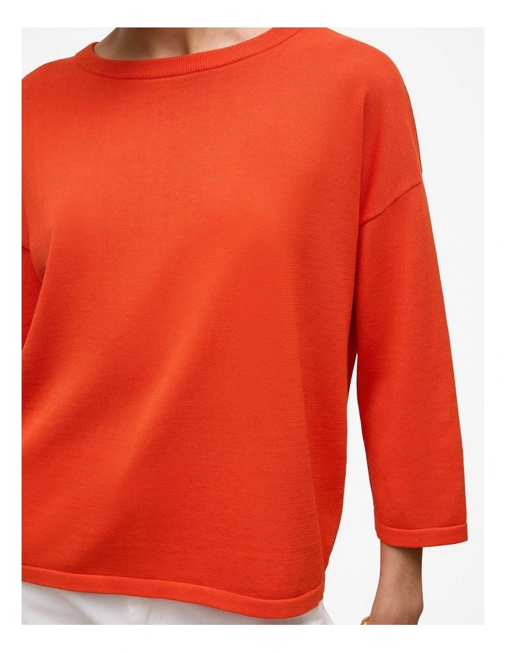 Cotton Silk Crew Knit Jumper in Fiesta Red image 3