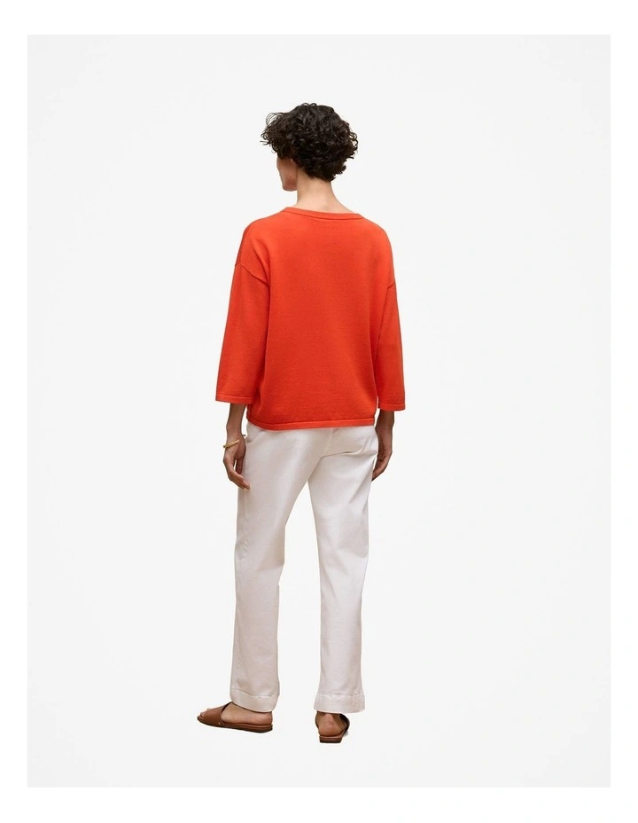 Cotton Silk Crew Knit Jumper in Fiesta Red image 4