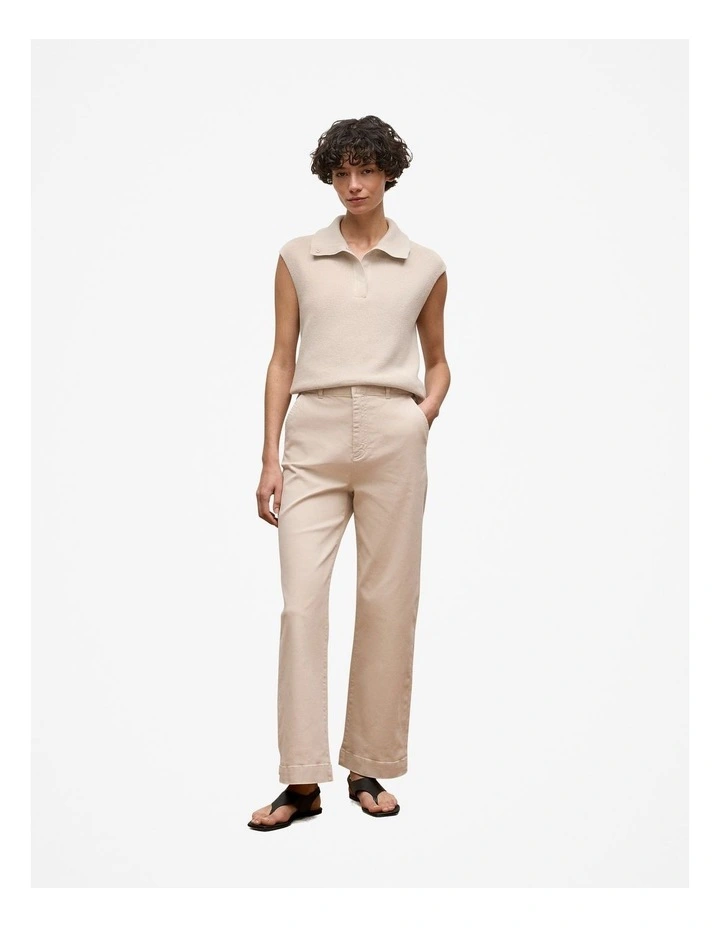 Cotton Cashmere Button Mock Knit in Stone image 2