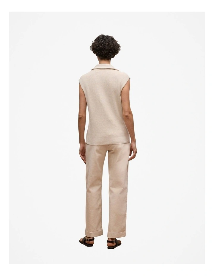 Cotton Cashmere Button Mock Knit in Stone image 4