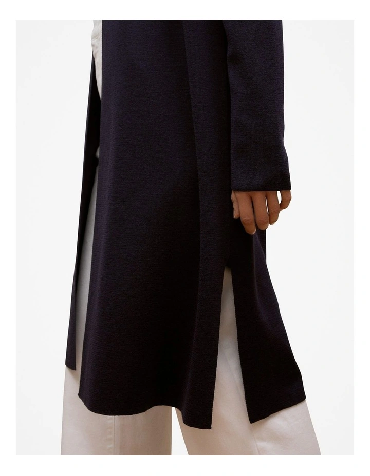 Merino Longline Cardigan in Navy image 3