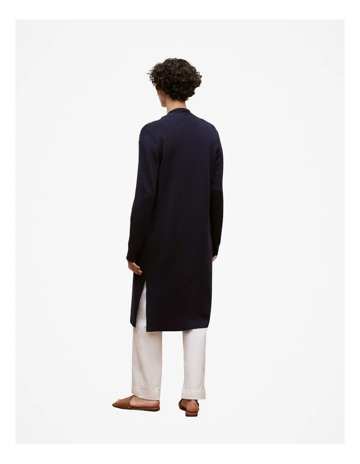 Merino Longline Cardigan in Navy image 4