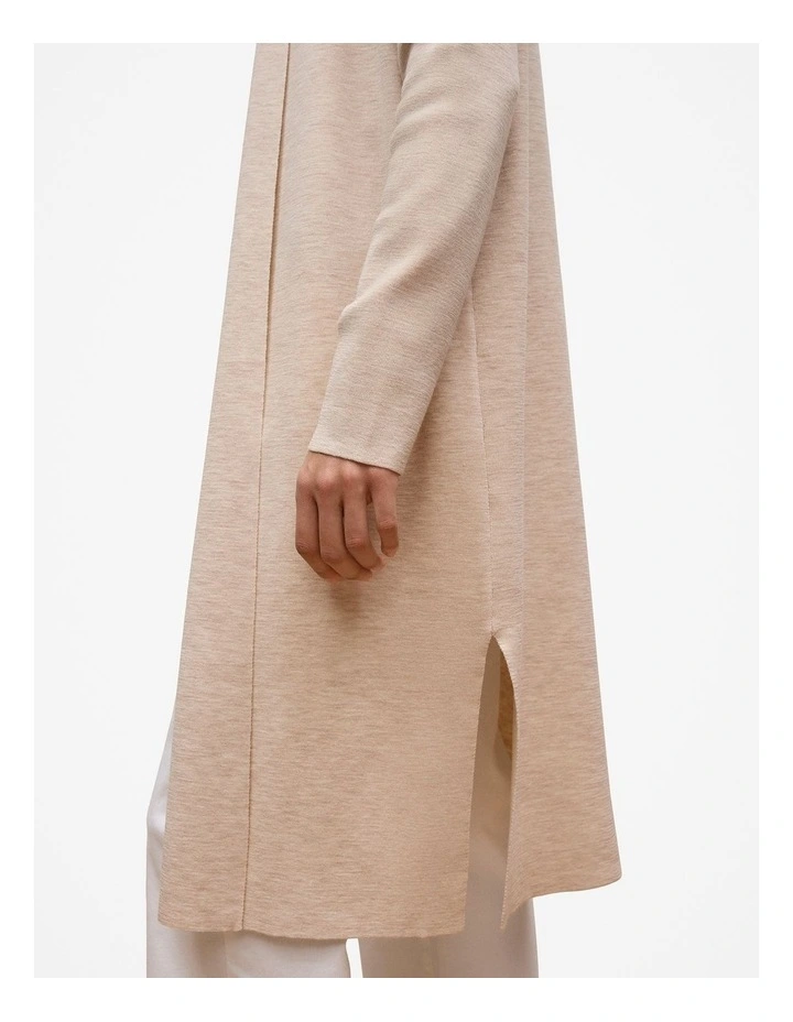 Merino Longline Cardigan in Oat Marle image 3