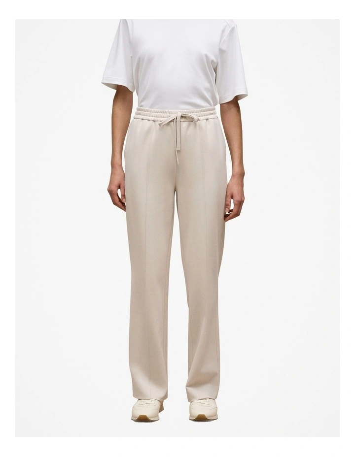 Ponte Pintucked Wide Leg Pant in Stone image 1