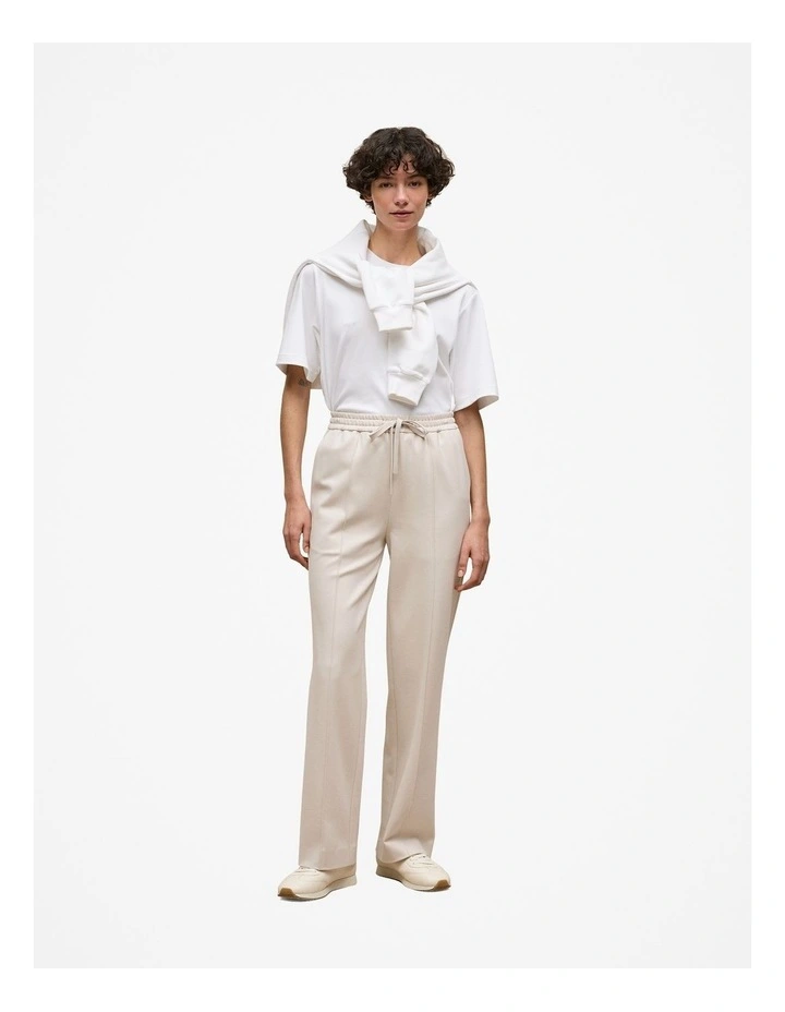Ponte Pintucked Wide Leg Pant in Stone image 2