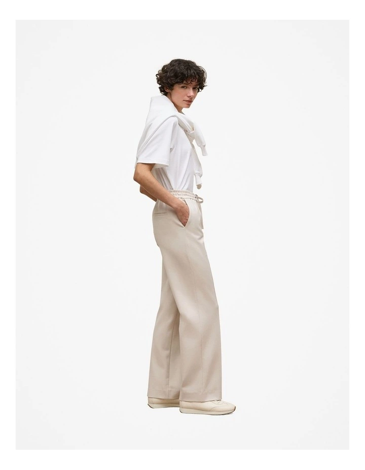Ponte Pintucked Wide Leg Pant in Stone image 4