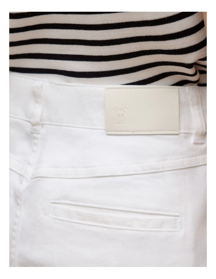 Australian Cotton Blend Denim Tailored Pant in White image 4