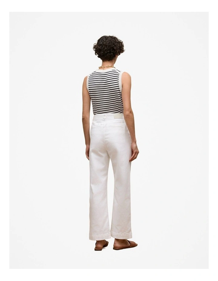 Australian Cotton Blend Denim Tailored Pant in White image 5