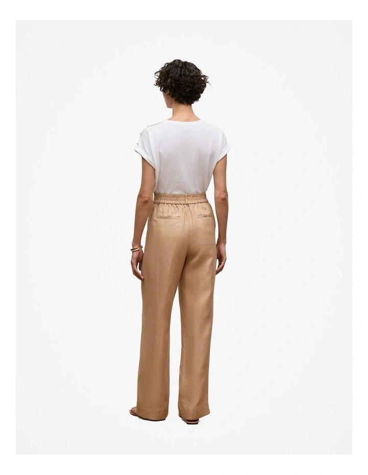 Linen Pintucked Pant in Light Camel image 4