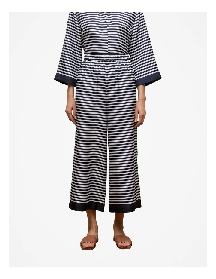 Silk Stripe Cropped Pant in Night Sky image 1