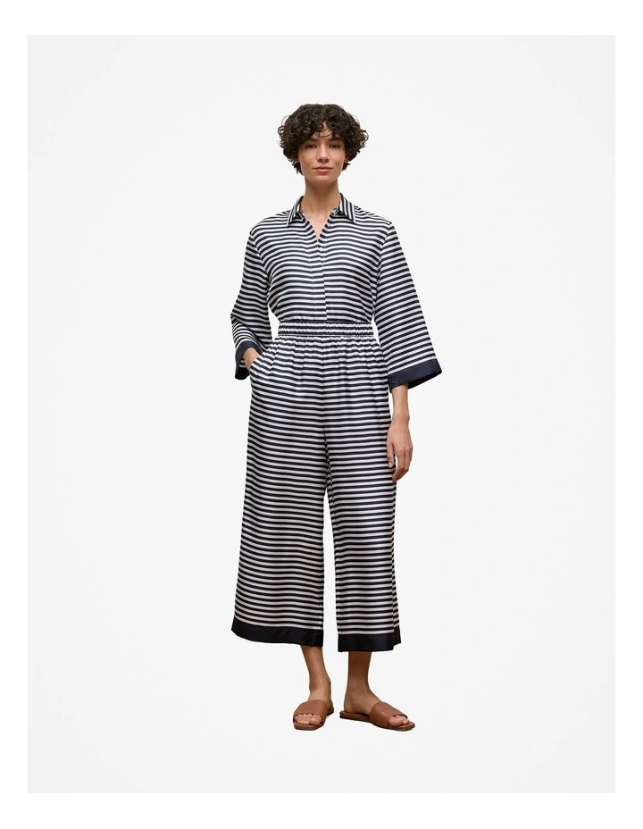 Silk Stripe Cropped Pant in Night Sky image 2