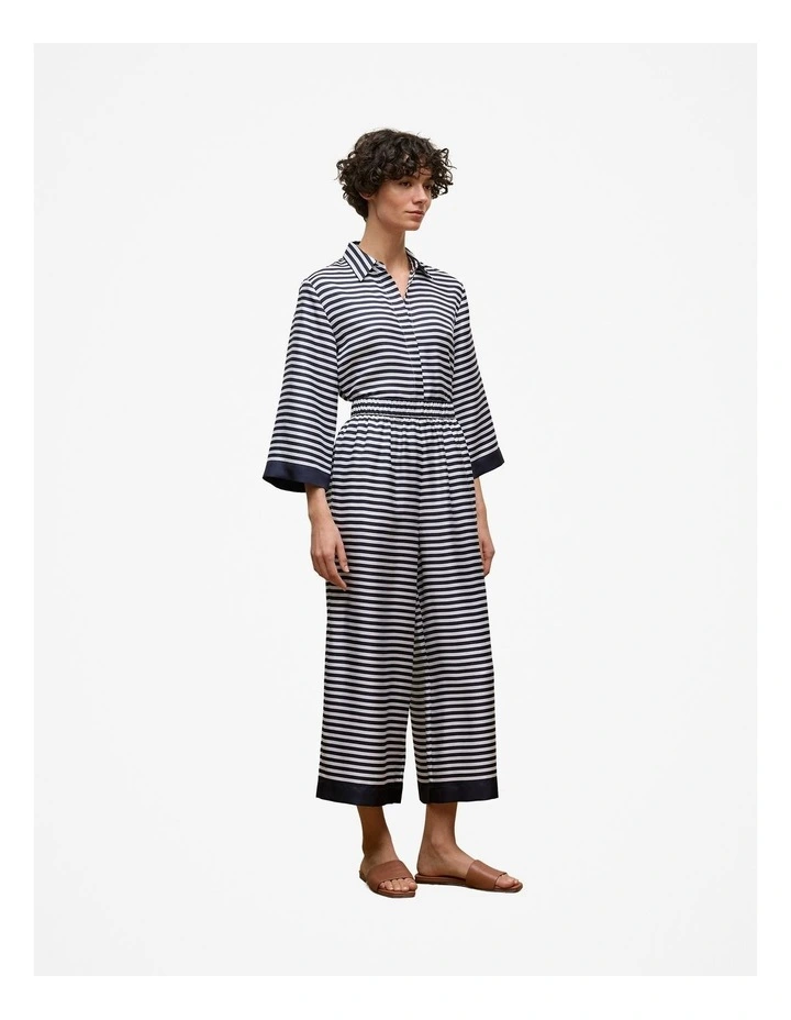 Silk Stripe Cropped Pant in Night Sky image 4