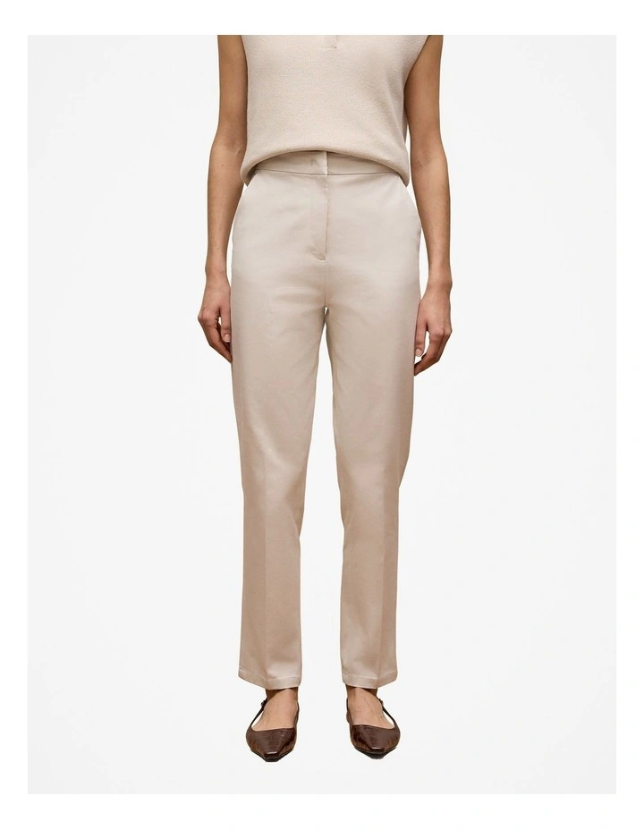 Cotton Bi-stretch Pant in Stone image 1