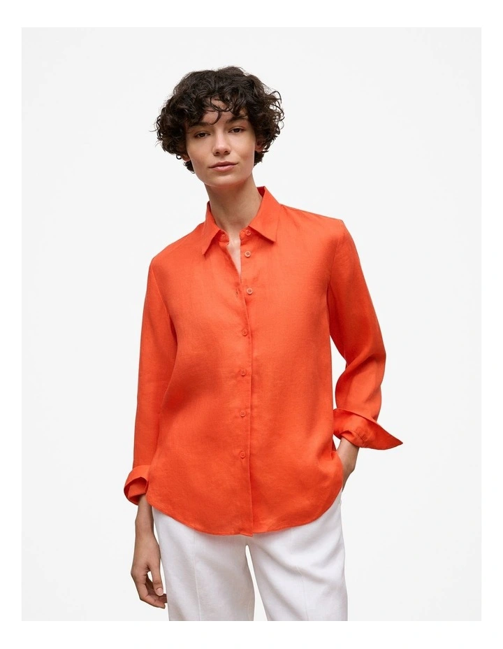 Linen Classic Shirt in Fiesta Red image 1