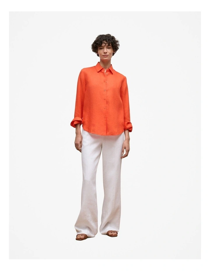 Linen Classic Shirt in Fiesta Red image 2