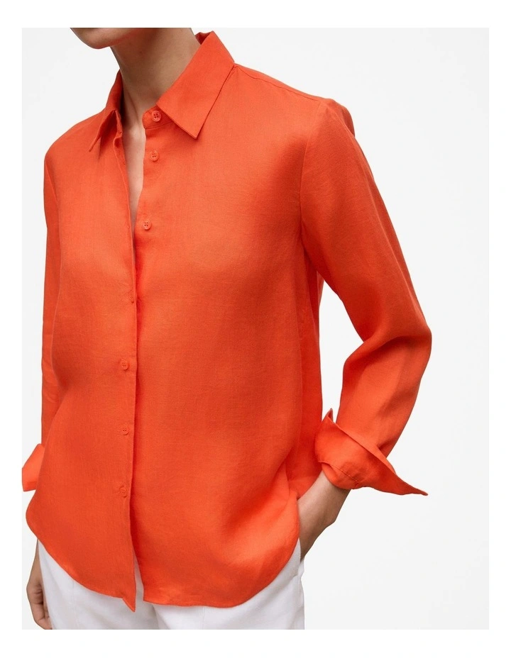 Linen Classic Shirt in Fiesta Red image 3