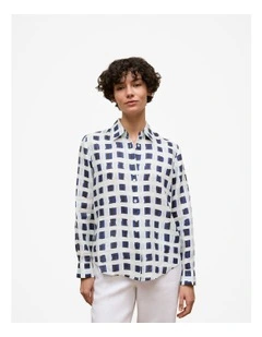 Tide Linen Long Sleeve Shirt in Night Sky