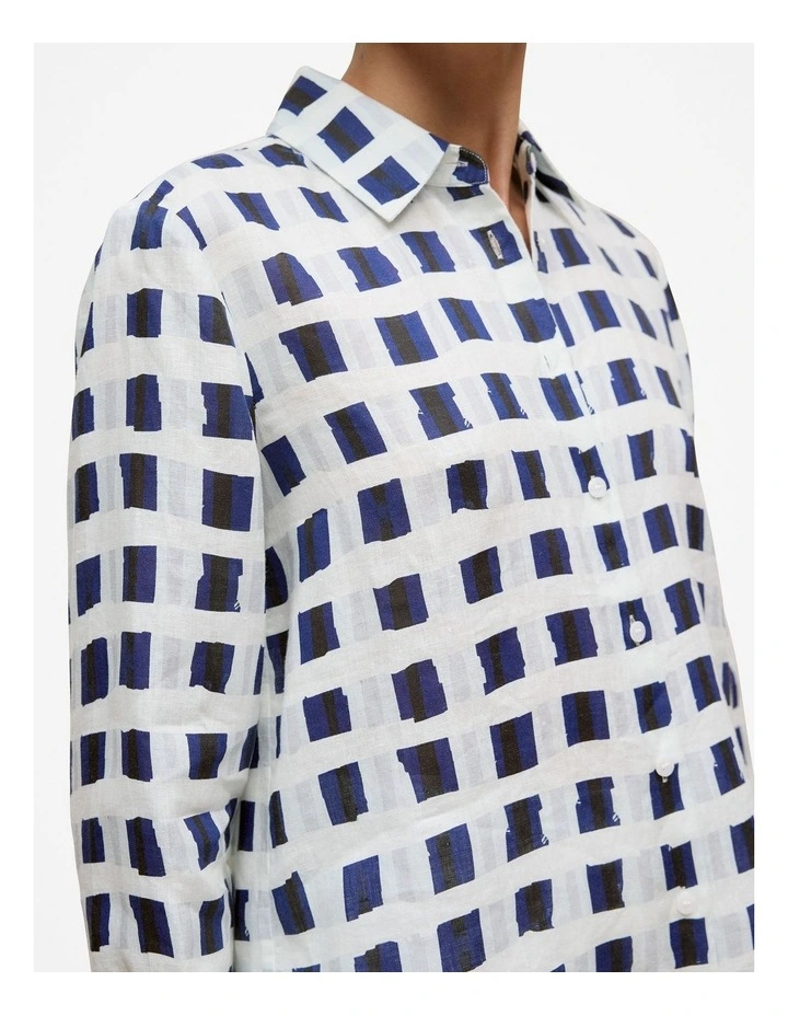 Tide Linen Long Sleeve Shirt in Night Sky image 3