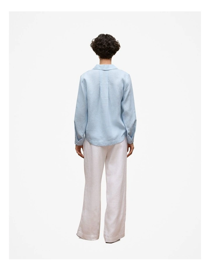 Yarn Dyed Linen Popover Shirt in Soft Blue image 4
